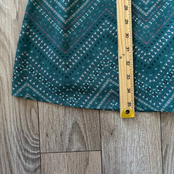 Maurices Teal Chevron Print V-Neck Mini Dress with Flutter Sleeves Size Large - Picture 7 of 10